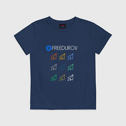 Футболка хлопковая детская FREEDUROV и самолетики, цвет: тёмно-синий