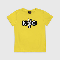 Футболка хлопковая детская New York peace, цвет: желтый