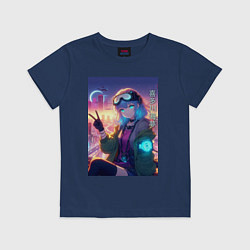 Футболка хлопковая детская Кибер Марин - коллаба, цвет: тёмно-синий
