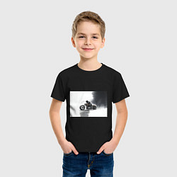 Футболка хлопковая детская Крутой байкер скетч, цвет: черный — фото 2