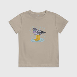 Футболка хлопковая детская Голубь в классных резиновых сапожках, цвет: миндальный