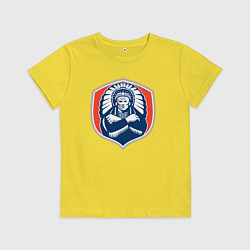 Футболка хлопковая детская Индеец вождь, цвет: желтый