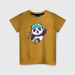 Футболка хлопковая детская Skater panda, цвет: горчичный