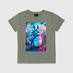 Футболка хлопковая детская Cool Totoro - cyberpunk, цвет: авокадо