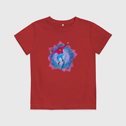 Футболка хлопковая детская Парень на скейте, цвет: красный