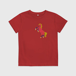 Футболка хлопковая детская Конь красный, цвет: красный