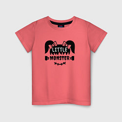 Футболка хлопковая детская Little monster - girl - пара, цвет: коралловый