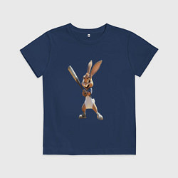 Футболка хлопковая детская Ушастый и бита, цвет: тёмно-синий