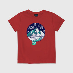 Футболка хлопковая детская Space mountains, цвет: красный