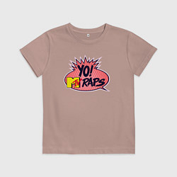 Футболка хлопковая детская Yo raps, цвет: пыльно-розовый