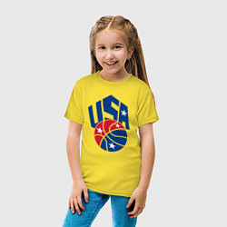 Футболка хлопковая детская Баскетбол - США, цвет: желтый — фото 2