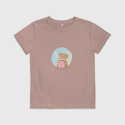 Футболка хлопковая детская Capybara love you, цвет: пыльно-розовый