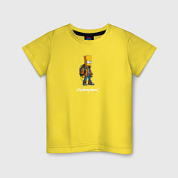 Футболка хлопковая детская Bart Simpson cyberpunk, цвет: желтый