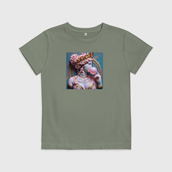 Футболка хлопковая детская Богиня с розовой жвачкой, цвет: авокадо