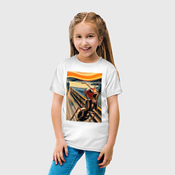 Футболка хлопковая детская Муравей кричит на картине Эдварда Мунка - мем иску, цвет: белый — фото 2