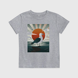Футболка хлопковая детская Чайка на берегу, цвет: меланж
