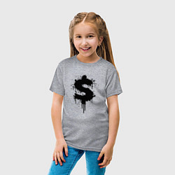 Футболка хлопковая детская Доллар - знак, цвет: меланж — фото 2