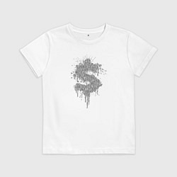Футболка хлопковая детская Стильный знак доллара, цвет: белый