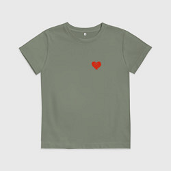 Футболка хлопковая детская Сердце штрихами, цвет: авокадо