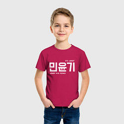 Футболка хлопковая детская Мин Юнги bts, цвет: маджента — фото 2