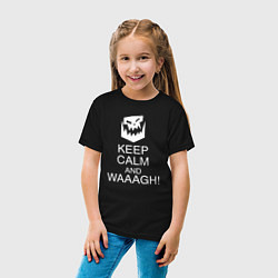 Футболка хлопковая детская Warhammer keep calm and waaagh, цвет: черный — фото 2