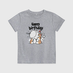 Футболка хлопковая детская С днём рождения - котэ, цвет: меланж