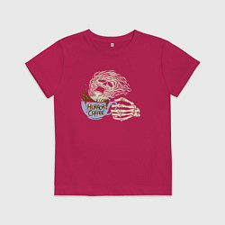 Футболка хлопковая детская Horror coffee, цвет: маджента