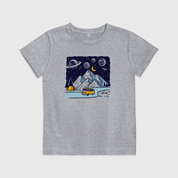 Футболка хлопковая детская Космическая дорога в горах, цвет: меланж