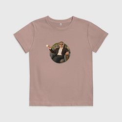 Футболка хлопковая детская Леонид Каневский с чашкой, цвет: пыльно-розовый