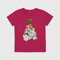 Футболка хлопковая детская Exo в виде милых зверушек, цвет: маджента