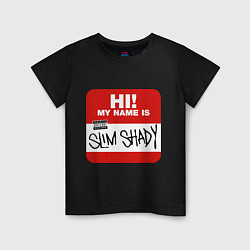 Футболка хлопковая детская Eminem - slim shady sticker, цвет: черный