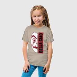 Футболка хлопковая детская Bella ciao - money heist, цвет: миндальный — фото 2