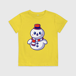 Футболка хлопковая детская Милый снеговик, цвет: желтый