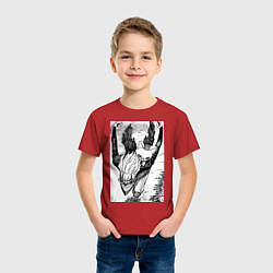 Футболка хлопковая детская Дандадан: Кэн Такакура, цвет: красный — фото 2