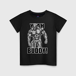 Футболка хлопковая детская Ronnie Coleman- yeah buddy, цвет: черный