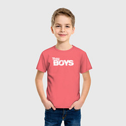 Футболка хлопковая детская The boys big litters, цвет: коралловый — фото 2