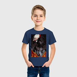 Футболка хлопковая детская Дандадан: Кэн Такакура, цвет: тёмно-синий — фото 2