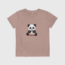 Футболка хлопковая детская Панда ест суши, цвет: пыльно-розовый