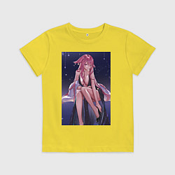 Футболка хлопковая детская Геншин Яэ Мико, цвет: желтый