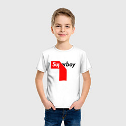 Футболка хлопковая детская Супермужик, цвет: белый — фото 2