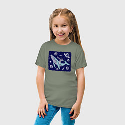 Футболка хлопковая детская Кит и космонавт, цвет: авокадо — фото 2