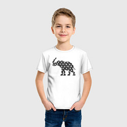 Футболка хлопковая детская Звездный слон графика, цвет: белый — фото 2