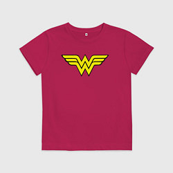 Футболка хлопковая детская Wonder woman logo, цвет: маджента