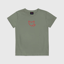 Футболка хлопковая детская Сердце с рогами и хвостом, цвет: авокадо