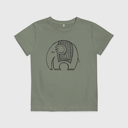 Футболка хлопковая детская Забавный слоник, цвет: авокадо