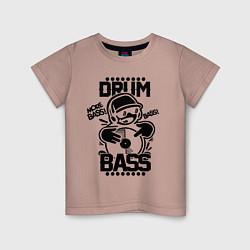 Футболка хлопковая детская Drum n Bass: More Bass цвета пыльно-розовый — фото 1