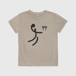 Футболка хлопковая детская Слэм данк минимализм, цвет: миндальный