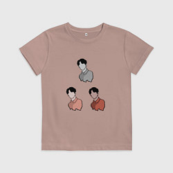 Футболка хлопковая детская Три портрета, одна личность, цвет: пыльно-розовый
