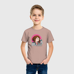 Футболка хлопковая детская Моя геройская академия герой Очако Урарака, цвет: пыльно-розовый — фото 2