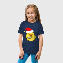 Футболка хлопковая детская Новогодняя утка с ножом, цвет: тёмно-синий — фото 2